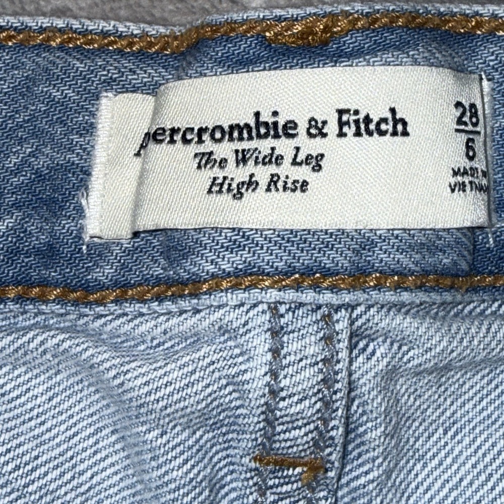 Abercrombie Fitch The Wide Leg High Rise Jeans Womens Size 28 Blue Light Wash - Picture 9 of 13
